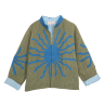 VESTE EN JUTE BRODEE KAKI SOLEIL BLEU