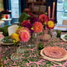 Nappe Floral délicat rose et vert