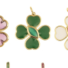 PENDENTIF TREFLE EMAIL VERT ET ONYX VERT
